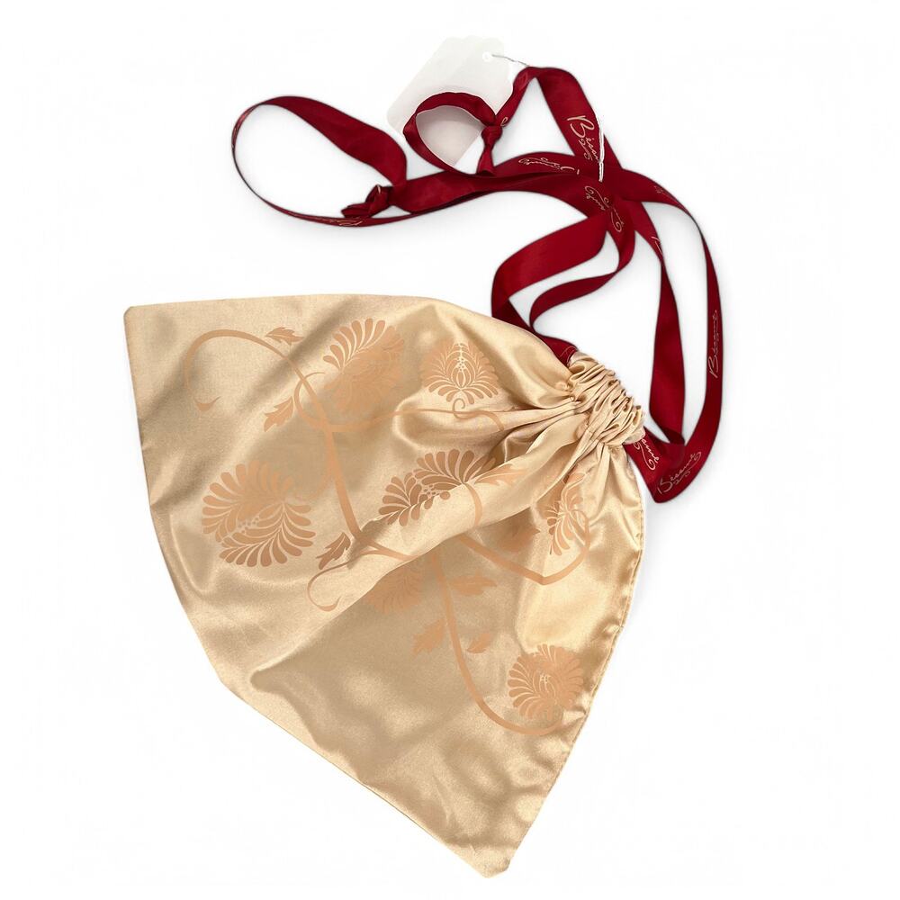 Besame Cosmetics Satin Drawstring Pouch Gift Bag Floral Chrysanthemum Print